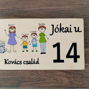 Házszám, házszámtábla, utcatábla- családos , házszám ., Otthon & Életmód, Ház & Kert, Házszám, Festészet, Festett tárgyak, MESKA