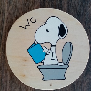 Ajtójelölő tábla, ajtó jelölő tábla, ajtódísz, kopogtató, névtábla, felirat. - Snoopy wc, Otthon & Életmód, Dekoráció, Ajtó- és ablak dekoráció, Ajtótábla, Festészet, Festett tárgyak, MESKA