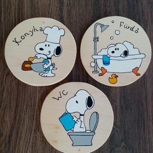 Ajtótábla, ajtójelölő tábla, ajtó jelölő tábla, kopogtató, névtábla, felirat. - Snoopy szett - otthon & életmód - ház & kert - névtábla - Meska.hu