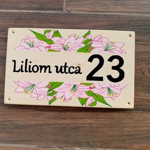 Házszám, házszámtábla, utcatábla- Liliom, házszám . - otthon & életmód - ház & kert - házszám - Meska.hu