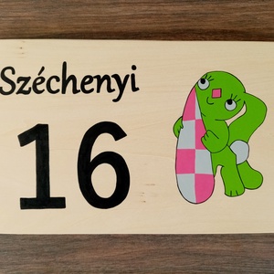 Házszám, házszámtábla, utcatábla- Kockás fülű nyúl , házszám . - otthon & életmód - ház & kert - házszám - Meska.hu