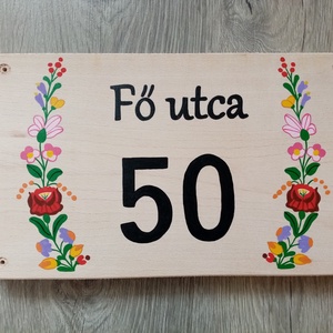 Házszám, házszámtábla, utcatábla- Kalocsai mintás , házszám ., Otthon & Életmód, Ház & Kert, Házszám, Festészet, Festett tárgyak, MESKA