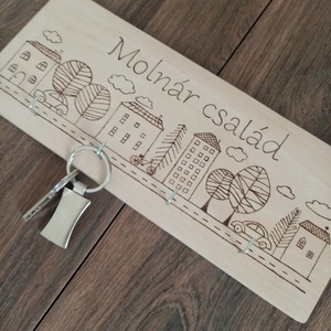 Fali kulcstartó, fali kulcsakasztó, kép, dekoráció- Város részlet . - otthon & életmód - dekoráció - fali és függő dekoráció - fali kulcstartó - Meska.hu