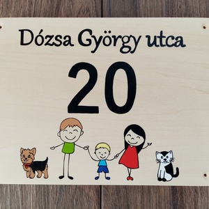 Házszám, házszámtábla, utcatábla- Család háziállatokkal , házszám . - otthon & életmód - ház & kert - házszám - Meska.hu
