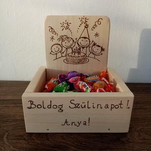 Szülinapi, névnapi cukorkatartó box - otthon & életmód - papír, írószer - ajándékozás kellékei - képeslap, üdvözlőlap - Meska.hu