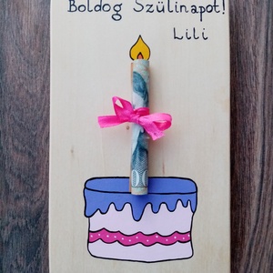Születésnapi pénzátadó, fa tábla, ajándék- Többféle színben - otthon & életmód - papír, írószer - ajándékozás kellékei - pénzátadó doboz - Meska.hu