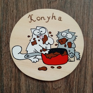 Simon' s cat - Konyha ajtójelölő tábla, ajtó jelölő tábla, ajtódísz, kopogtató, Otthon & Életmód, Dekoráció, Ajtó- és ablak dekoráció, Ajtótábla, Festészet, Festett tárgyak, MESKA
