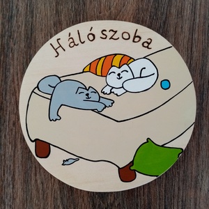 Simon's cat- Hálószoba ajtójelölő tábla, ajtó jelölő tábla, ajtódísz, kopogtató, Otthon & Lakás, Dekoráció, Ajtó- és ablak dekoráció, Ajtótábla, Festészet, Festett tárgyak, MESKA