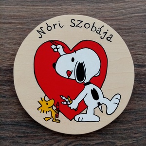 Snoopy ajtójelölő tábla, ajtó jelölő tábla, ajtódísz, kopogtató - otthon & lakás - babaszoba, gyerekszoba - gyerek névtábla - Meska.hu