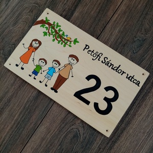 Házszám, házszámtábla, utcatábla- Család a természetben, házszám . - otthon & életmód - ház & kert - házszám - Meska.hu