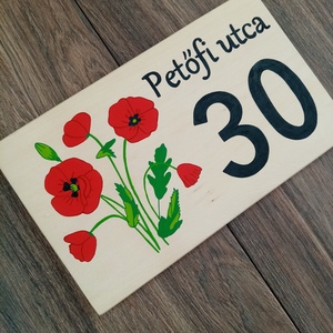 Házszám, házszámtábla, utcatábla- Pipacs csokor- házszám - otthon & életmód - ház & kert - házszám - Meska.hu