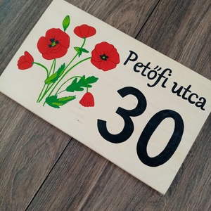 Házszám, házszámtábla, utcatábla- Pipacs csokor- házszám - otthon & életmód - ház & kert - házszám - Meska.hu