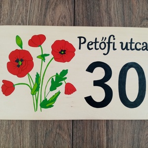 Házszám, házszámtábla, utcatábla- Pipacs csokor- házszám - otthon & életmód - ház & kert - házszám - Meska.hu