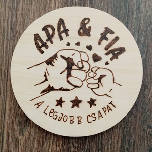 Apa és Fia poháralátét, sörös korsó alátét, Otthon & Életmód, Konyhafelszerelés, tálalás, Tálalás, Sörös pohár és korsó, Festett tárgyak, Gravírozás, pirográfia, MESKA