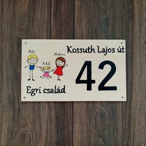 Házszám, házszámtábla, utcatábla- Családos , házszám . - otthon & életmód - ház & kert - házszám - Meska.hu