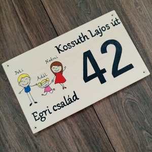 Házszám, házszámtábla, utcatábla- Családos , házszám . - otthon & életmód - ház & kert - házszám - Meska.hu