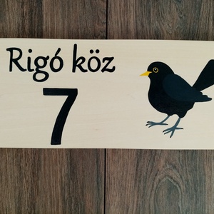 Házszám, házszámtábla, utcatábla-  Fekete rigó , házszám . - otthon & életmód - ház & kert - házszám - Meska.hu