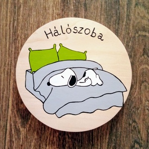 Snoopy alszik ajtó jelölő tábla, ajtó jelölő tábla, ajtótábla, kopogtató- Hálószoba, Otthon & Életmód, Dekoráció, Ajtó- és ablak dekoráció, Ajtótábla, Festészet, Festett tárgyak, MESKA