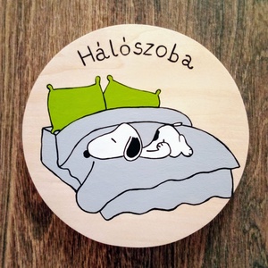 Snoopy alszik ajtó jelölő tábla, ajtó jelölő tábla, ajtótábla, kopogtató- Hálószoba - otthon & életmód - dekoráció - ajtó- és ablak dekoráció - ajtótábla - Meska.hu