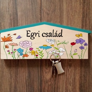 Fali kulcstartó, fali kulcsakasztó, kép, dekoráció- virágos rét ., Otthon & Életmód, Dekoráció, Fali és függő dekoráció, Fali kulcstartó, Festészet, Festett tárgyak, MESKA
