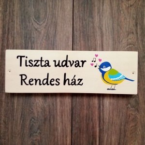 Tiszta udvar, Rendes ház, házszám, házszámtábla- Cinege - házszám, Otthon & Életmód, Ház & Kert, Házszám, Festészet, Festett tárgyak, MESKA