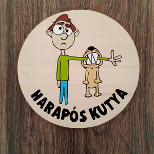Harapós kutya tábla, kutya harap tábla, kutya tábla - otthon & életmód - ház & kert - házszám - Meska.hu