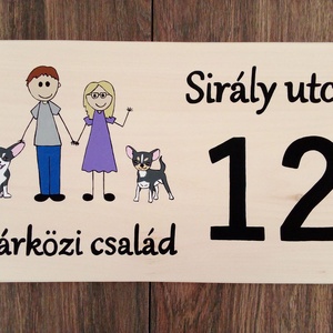 Házszám, házszámtábla, utcatábla- Fiatal pár kutyusokkal - házszám  - otthon & életmód - ház & kert - házszám - Meska.hu