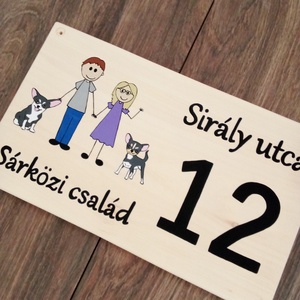 Házszám, házszámtábla, utcatábla- Fiatal pár kutyusokkal - házszám  - otthon & életmód - ház & kert - házszám - Meska.hu