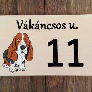 Házszám, házszámtábla, utcatábla- Basset Hound- házszám - otthon & életmód - ház & kert - házszám - Meska.hu