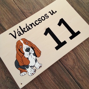Házszám, házszámtábla, utcatábla- Basset Hound- házszám - otthon & életmód - ház & kert - házszám - Meska.hu