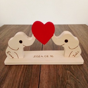 Esküvői elefántos pénzátadó puzzle, esküvői ajándék, emlék - esküvő - emlék & ajándék - nászajándék - ceremónia szett - Meska.hu