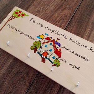 ,,Ez az angilali házunk fali kulcsakasztó, fali kulcstartó, dekoráció - otthon & életmód - dekoráció - fali és függő dekoráció - fali kulcstartó - Meska.hu