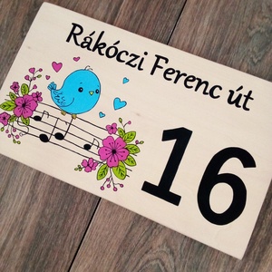 Házszám, házszámtábla, utcatábla- Kottás kismadár - házszám  - otthon & életmód - ház & kert - házszám - Meska.hu