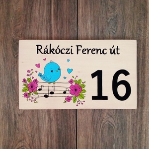 Házszám, házszámtábla, utcatábla- Kottás kismadár - házszám  - otthon & életmód - ház & kert - házszám - Meska.hu