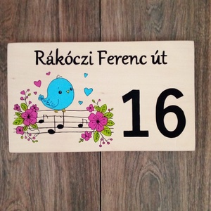 Házszám, házszámtábla, utcatábla- Kottás kismadár - házszám  - otthon & életmód - ház & kert - házszám - Meska.hu