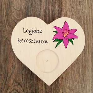 A legjobb keresztanya szív alakú gyertyatartó, Esküvő, Dekoráció, Gyertya & Gyertyatartó, Festészet, Festett tárgyak, MESKA