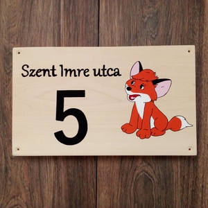 Házszám, házszámtábla, utcatábla- A kis Vuk, házszám ., Otthon & Életmód, Ház & Kert, Házszám, Festészet, Festett tárgyak, MESKA