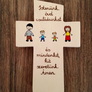 Családi fali kereszt, fa kereszt, kereszt, falikép - Meska.hu