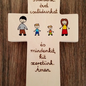 Családi fali kereszt, fa kereszt, kereszt, falikép - otthon & életmód - vallás - kereszt - Meska.hu