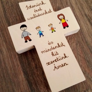 Családi fali kereszt, fa kereszt, kereszt, falikép - otthon & életmód - vallás - kereszt - Meska.hu