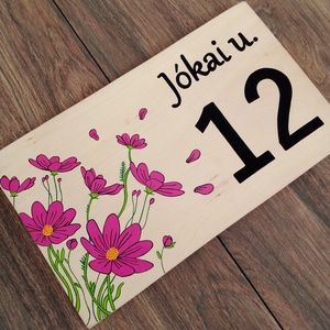 Házszám, házszámtábla, utcatábla- Pink virágok szeles időben - házszám  - otthon & életmód - ház & kert - házszám - Meska.hu