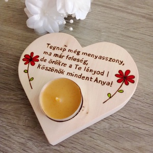 Szív alakú szülőköszöntő gyertyatartó - Szülőköszöntő - esküvő - emlék & ajándék - szülőköszöntő ajándék - Meska.hu