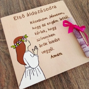 Elsőáldozás pénzátadó tábla, első áldozás - játék & sport - keresztelőajándékok - Meska.hu