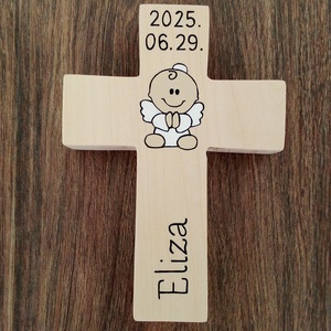 Fa kereszt, kereszt, vallási tárgy - keresztelőajándék - Meska.hu