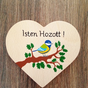 Isten Hozott ajtótábla, kopogtató, névtábla, ajtódísz - Cinege a faágon, Otthon & Életmód, Ház & Kert, Névtábla, Festészet, Festett tárgyak, MESKA