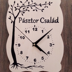 Kézzel festett Családi falióra, óra -  Életfa - Családnévvel - otthon & életmód - dekoráció - fali és függő dekoráció - falióra & óra - Meska.hu