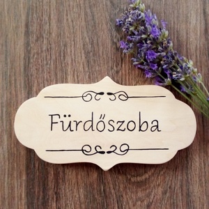 Fürdőszoba, fürdő, wc, toilet, fa ajtótábla - Fürdőszoba, Otthon & Életmód, Dekoráció, Fali és függő dekoráció, Felirat, Festészet, Festett tárgyak, MESKA