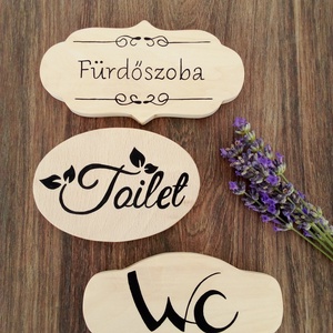 Toilet ajtótábla, wc tábla, fürdő tábla, Toilet felirat - otthon & életmód - dekoráció - ajtó- és ablak dekoráció - ajtótábla - Meska.hu