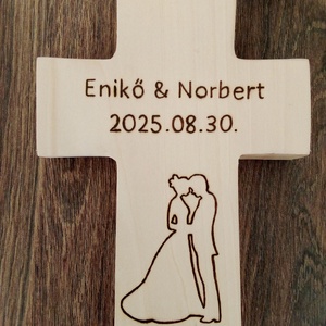 Esküvői fa kereszt - Templomi esküvő emlékére - esküvő - emlék & ajándék - nászajándék - ceremónia szett - Meska.hu