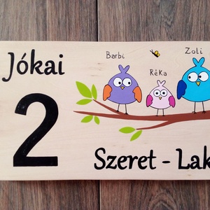 Házszám, házszámtábla, utcatábla- Szeret - Lak, madárcsalád , házszám . - otthon & életmód - ház & kert - házszám - Meska.hu
